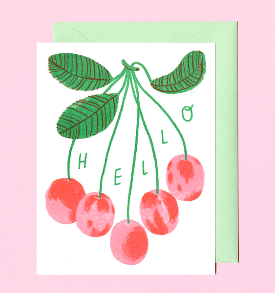 CHERRY GREETING | SINGLE CARD + ENVELOPE