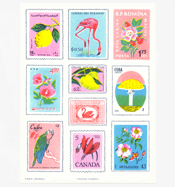 VINTAGE STAMPS I ART PRINT